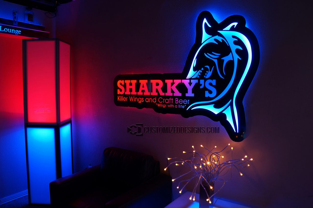 LED Backlit Sign - Sharky's 2