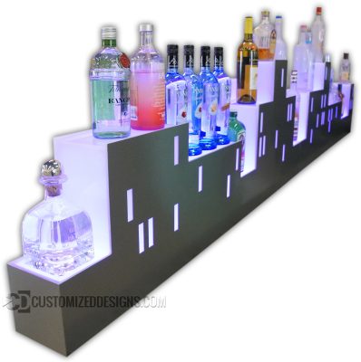 Custom Skyline Shaped LED Lighted Back Bar Display