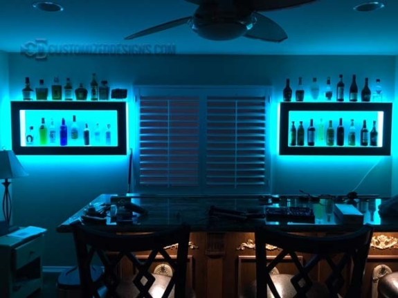 Home Back Bar w/ LED Wall Shelving Home Back Bar w/ LED Wall Shelving