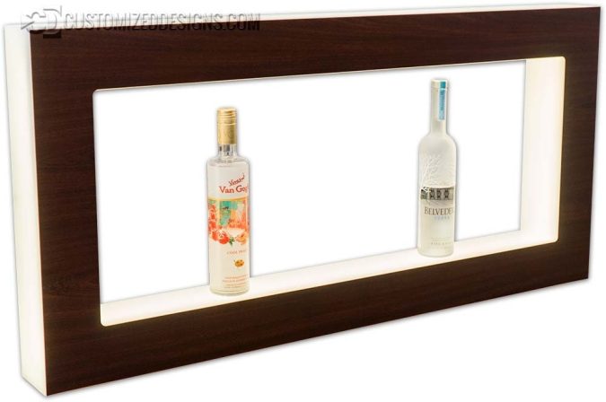 LED Wall Shelving w/ Formal Mahogany Face LED Wall Shelving w/ Formal Mahogany Face