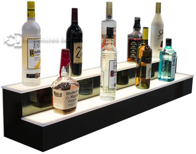 2 Tier Lighted Liquor Shelving w/ Warm White Lights